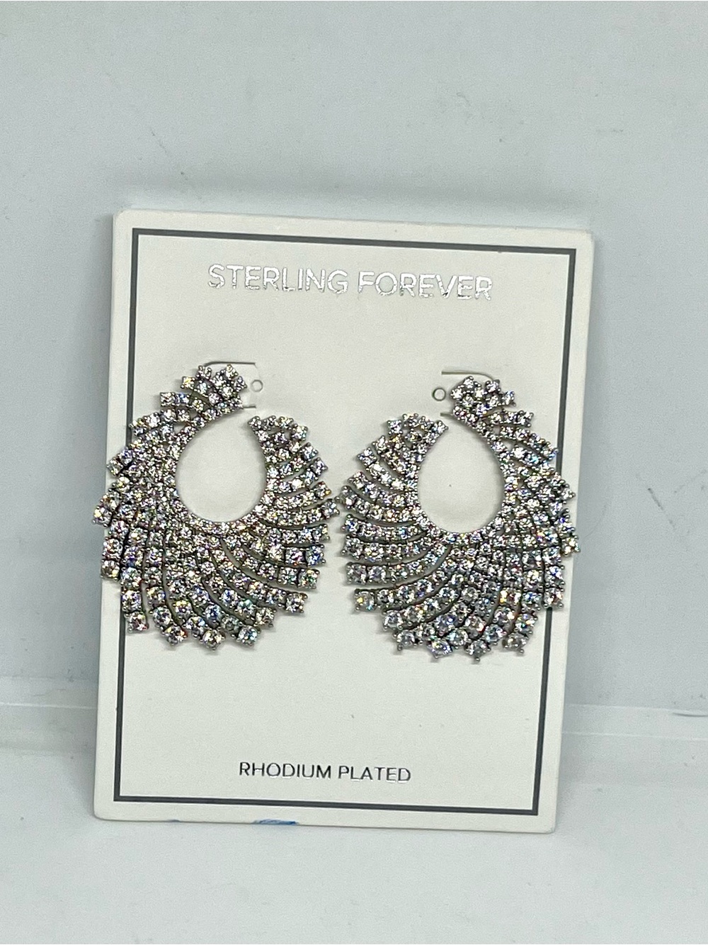 Silver Rhodium-Plated Cubic Zirconia Earrings NWT
